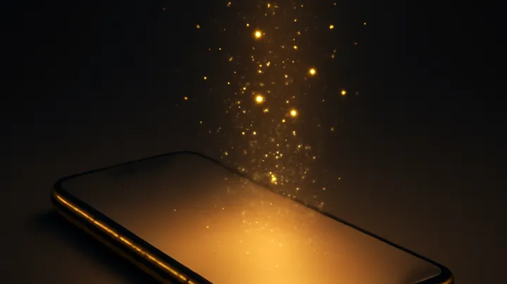 SACRED63 COM Modern phone with glowing screen